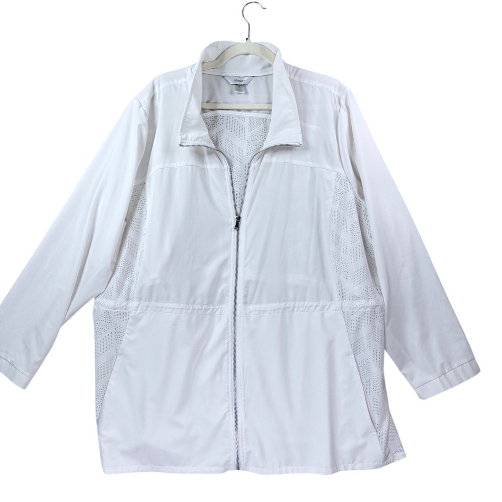 CJ Banks Lightweight Jacket Women 3XL White Perforated Full Zip Windbreaker